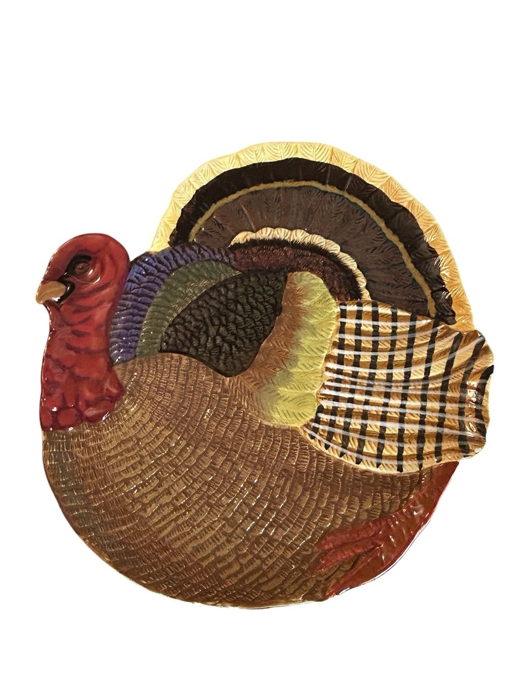 Dept 56 Hand-Painted Turkey Serving Plate Autumn Colors EUC Fall Festive China